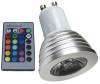 GU10 3W Colourful LED RGB Lamp with Remote Controller (Oem)