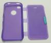 iPhone 4G / 4S - Wallet Gel Silicone Case With Front Cover Purple (OEM)