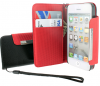 iPhone 5 Δερμάτινη Θήκη Πορτοφόλι Μαύρη Κόκκινη (OEM)