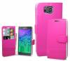 Samsung Galaxy Alpha G850f - Leather Wallet Stand Case Magenta (OEM)