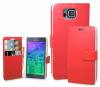 Samsung Galaxy Alpha G850f - Leather Wallet Stand Case Red (OEM)