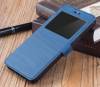 LG Bello II X150 - Leather Stand Case With Window And Silicone Back Cover Dark Blue (OEM)