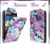Sony Xperia Neo L MT25i leather case purple flowers (OEM)