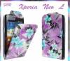 Sony Xperia Neo L MT25i leather case purple flowers (OEM) Sony Xperia Neo L MT25i leather case purple flowers (OEM)