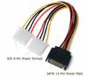 SATA 15 Pin Male to 2 IDE 4 Pin Female Power Cable