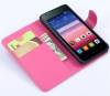 Huawei Ascend Y550 - Leather Wallet Case Pink (OEM)