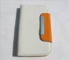 iPhone 5/5S Δερμάτινη Θήκη Πορτοφόλι Ασπρη Πορτοκαλί (ΟΕΜ)