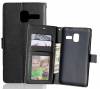 Lenovo A850+ - Leather Wallet Case With Back Silicone Cover Black (OEM)