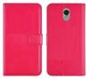 Lenovo Vibe P1m - Leather Wallet Stand Case Magenta (OEM)