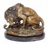V.RARE STATUE Big Lion fights against a snake - Bronze - signed by Antoine-Louis Barye