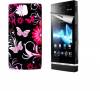 Θήκη σιλικόνης TPU για Sony Xperia U Μαύρη με πεταλούδες