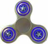 BLCR Three-Spinner Fidget Toy ¨Captain America Blue" Aluminium 3 minute EDC Hand Spinner for Autism and ADHD Silver