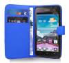 Leather Wallet/Case for HTC One (M8s) Blue (OEM)