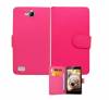 Leather Wallet Case for Huawei Honor 3C Pink (OEM)