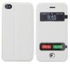 Apple iPhone 4/4S Caller ID Table Talk Flip Cover Case Λευκό Με Διαμαντάκι Για Το Κάτω Κουμπάκι (ΟΕΜ)