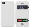 Apple iPhone 4/4S Caller ID Table Talk Flip Cover Case White With Diamond For Home Button (OEM)