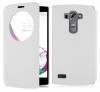 LG G4 Beat / G4S H735 - Δερμάτινη Stand θήκη Με Παραθυράκι Και Πίσω Πλαστικό Κάλυμμα Λευκό (OEM)