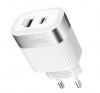 Φορτιστής Ταξιδίου Hoco C58A Prominent USB & Type-C Fast Charging PD & QC3 5V/3A 18W Λευκός με Intelligent Balance Φορτιστής Ταξιδίου Hoco C58A Prominent USB & Type-C Fast Charging PD & QC3 5V/3A 18W Λευκός με Intelligent Balance
