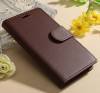 Huawei Ascend Y550 - Leather Wallet Stand Case Brown (OEM)