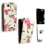 Sony Xperia M C1905 - Leather Flip Case White With Pink Flowers (OEM)