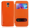 Samsung Galaxy S5 G900 - S-View Flip Θήκη Με Πίσω Καπάκι Μπαταρίας - Orange (OEM)