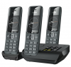 Gigaset COMFORT 520A Trio - 3 ασύρματα τηλέφωνα DECT με αυτόματο τηλεφωνητή - Κομψή σχεδίαση - καλύτερη ποιότητα ήχου με λειτουργία hands-free - προστασία κλήσεων - βιβλίο διευθύνσεων με 200 επαφές, μαύρο χρωμα