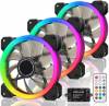 EZDIY-FAB 3 Pack Νέος ανεμιστήρας διπλού δακτυλίου RGB 120mm, ανεμιστήρες RGB LED,  συγχρονισμός μητρικής κάρτας RGB με Hub X και τηλεχειριστήριο