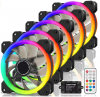 EZDIY-FAB RGB Fan 120mm, RGB LED PC Case Fan high air flow, with controller and Hub -5 Pack