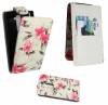 LG G2 D802 - Leather Flip Case White With Pink Flowers (OEM)