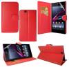 Sony Xperia Z Ultra - Leather Wallet Stand Case Red (OEM)