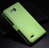 Leather Wallet Stand/Case for Huawei Honor 3X G750 Green (OEM)