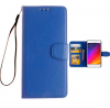 Lenovo A536 - Leather wallet Case With Silicone Back Cover Blue (OEM)