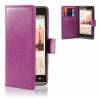 Leather Wallet Case for Huawei Ascend G6 4G Purple (OEM)