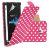 Sony Xperia U ST25i Polka Dot Leather Flip Case Pink with White Dots (OEM)