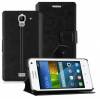 Huawei Ascend Y360 - Leather Wallet Case Black (OEM)