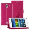 Huawei Ascend Y360 - Leather Wallet Case Magenta (OEM)