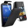 Sony Xperia E4g - Leather Flip Case Black (OEM)