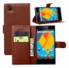 ZTE Blade Vec 4G - Leather Wallet Stand Case Brown (OEM)