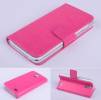 Lenovo A328 - Leather Wallet Stand Case Magenta (OEM)