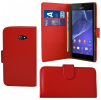 Sony Xperia M2 D2303 - Leather Wallet Case Red (OEM)