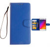 Lenovo A536 - Leather wallet Case With Silicone Back Cover Blue (OEM)