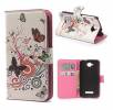 Leather Wallet Stand/Case for Alcatel One Touch Pop C7 OT-7041D White With Butterflies (OEM)
