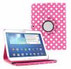Leather Rotating Case for Samsung Galaxy Tab 10.1 SM-T520 Magenta with White Dots (OEM)