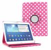Leather Rotating Case for Samsung Galaxy Tab 10.1 SM-T520 Magenta with White Dots (OEM)