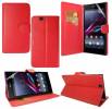 Sony Xperia Z Ultra - Leather Wallet Stand Case Red (OEM)