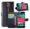 Leather Wallet Stand/Case for Alcatel One Touch Idol X (OT-6040D) - Βlack (OEM)