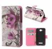Δερμάτινη Stand Θήκη/Πορτοφόλι για Alcatel One Touch Pop C7 OT-7041D Λευκή Με Μωβ Λουλούδια (OEM)