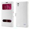 Leather Case With Windows And Plastic Back Cover for Huawei Ascend G620s White (ΟΕΜ)