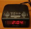CR-932 Tabletop Clock with Dual Alarm Clock with Digital Power Radio AM-FM Red