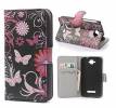 Leather Wallet Stand/Case for Alcatel One Touch Pop C7 OT-7041D Black With Butterflies (OEM)